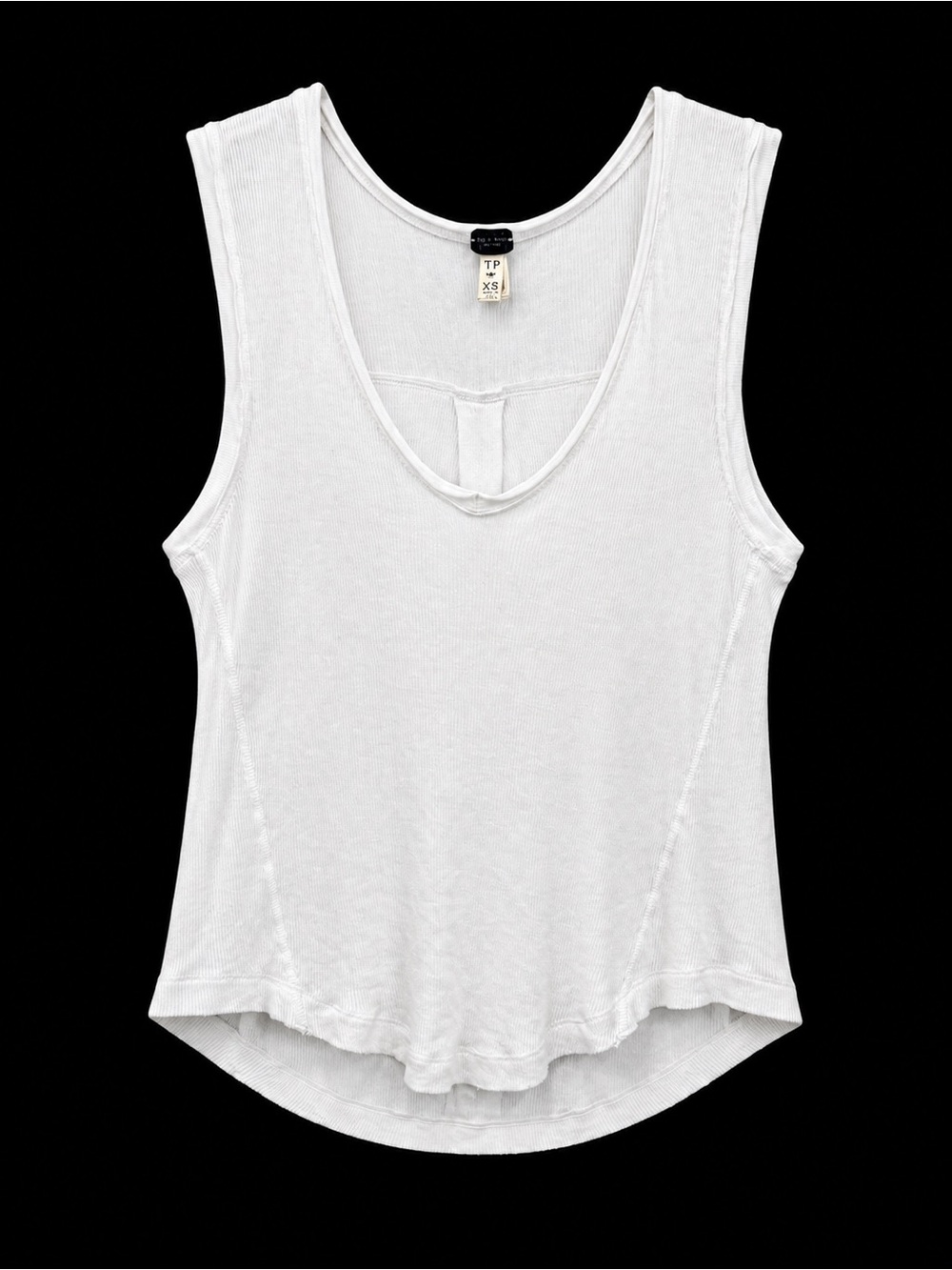 Free People We The Free White Ribbed High Low Tank Top XS Oversized